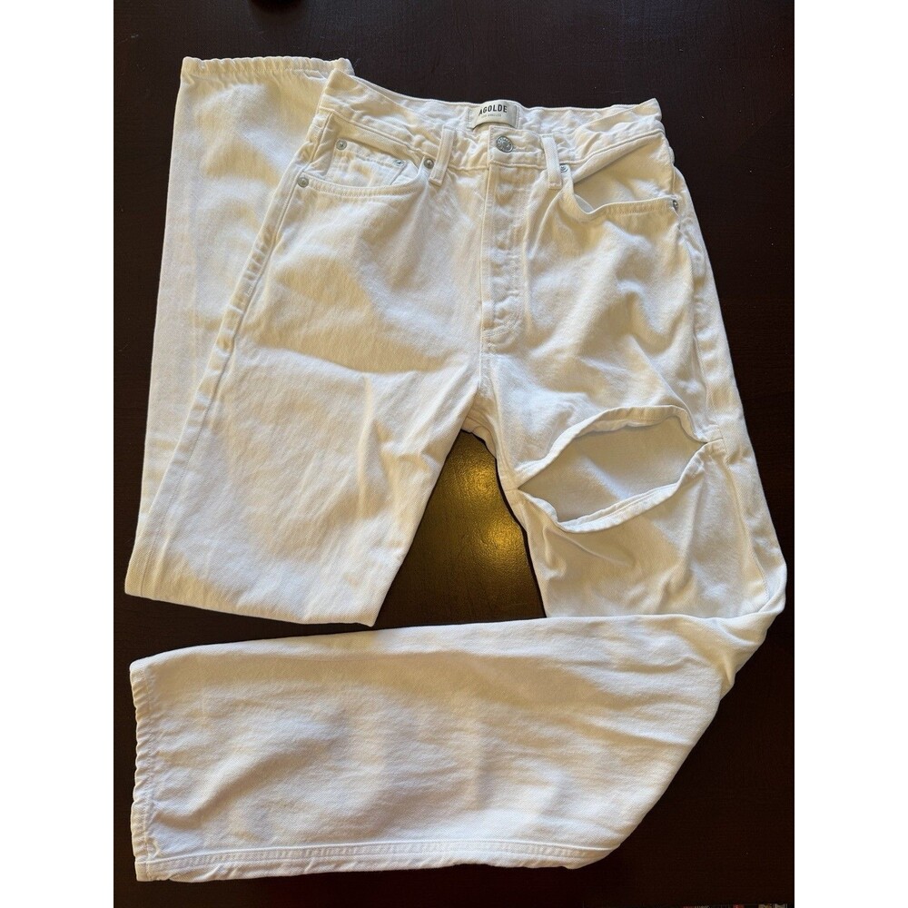 AGODLE Jeans Women's Size 24 White Lana Slice Denim Button Fly Designer USA Made